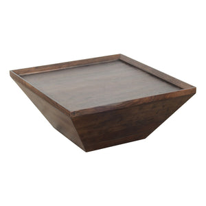 Benzara 36 Inch Square Shape Acacia Wood Coffee Table with Trapezoid Base, Brown UPT-204781 Brown Acacia Wood UPT-204781