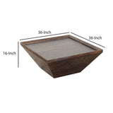 Benzara 36 Inch Square Shape Acacia Wood Coffee Table with Trapezoid Base, Brown UPT-204781 Brown Acacia Wood UPT-204781