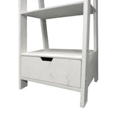 Benzara 4 Shelf Wooden Ladder Bookcase with Bottom Drawer, Antique white UPT-205750 White Wood UPT-205750