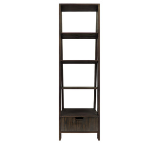 Benzara 4 Shelf Wooden Ladder Bookcase with Bottom Drawer, Distressed Brown UPT-205751 Brown Wood UPT-205751