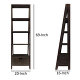 Benzara 4 Shelf Wooden Ladder Bookcase with Bottom Drawer, Distressed Brown UPT-205751 Brown Wood UPT-205751