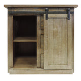 Benzara 3 Drawer Wooden Accent Chest with Sliding Barn Door Storage, Ash Brown UPT-205768 Brown Wood UPT-205768