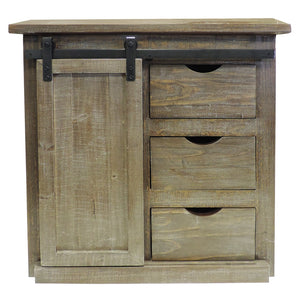 Benzara 3 Drawer Wooden Accent Chest with Sliding Barn Door Storage, Ash Brown UPT-205768 Brown Wood UPT-205768