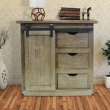 Benzara 3 Drawer Wooden Accent Chest with Sliding Barn Door Storage, Ash Brown UPT-205768 Brown Wood UPT-205768