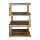 Benzara Etagere Stacked Cube Design Mango Wood End SideTable with 3 Shelves, Brown UPT-213130 Brown Mango Wood UPT-213130