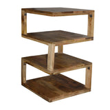 Etagere Stacked Cube Design Mango Wood End SideTable with 3 Shelves, Brown