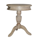 Benzara Round Mango Wood Storage Drawer Table with Pedestal Base and Molded Top, Rustic Brown UPT-213132 Brown Mango Wood UPT-213132