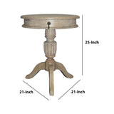 Benzara Round Mango Wood Storage Drawer Table with Pedestal Base and Molded Top, Rustic Brown UPT-213132 Brown Mango Wood UPT-213132