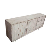 Benzara Distressed 2 Door Storage Mango Wood Accent Cabinet with 3 Drawers, Antique White UPT-213869 White Mango Wood UPT-213869