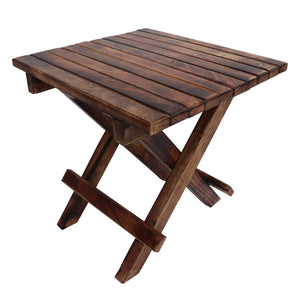 Benzara Plank Style Square Portable Mango Wood Picnic Chair with Cross Legs, Rustic Brown UPT-214889 Brown Mango Wood UPT-214889