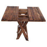 Benzara Plank Style Square Portable Mango Wood Picnic Chair with Cross Legs, Rustic Brown UPT-214889 Brown Mango Wood UPT-214889