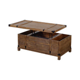 Benzara Rustic Single Drawer Mango Wood Coffee Table with Lift Top Storage & Compartments, Brown UPT-215750 Brown Mango Wood and Metal UPT-215750
