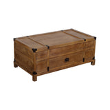 Rustic Single Drawer Mango Wood Coffee Table with Lift Top Storage & Compartments, Brown
