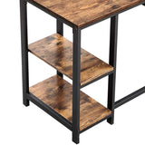 Benzara L Shape Wood and Metal Frame Computer Desk with 2 Shelves, Brown and Black UPT-220582 Brown and Black MDF and Metal UPT-220582