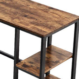 Benzara L Shape Wood and Metal Frame Computer Desk with 2 Shelves, Brown and Black UPT-220582 Brown and Black MDF and Metal UPT-220582