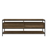 Benzara 58 Inch Wood and Metal Entertainmnet TV Stand with 2 Drawers, Brown and Black UPT-225269 Brown and Black Particle Board and Metal UPT-225269