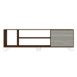 Benzara 71 Inch Wooden Entertainment TV Stand with 3 Open Compartments, Brown and White UPT-225271   UPT-225271