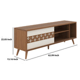 Benzara 63 Inch Door Wooden Entertainment TV Stand with 3 Open Compartments, Brown UPT-225280 Brown, White Particle Board, MDF, Solid Wood UPT-225280