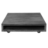 Benzara Square Mango Wood Coffee Table with Casters and Open Storage Compartment, Grey UPT-228690 Grey Mango Wood UPT-228690