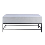 Benzara 46 Inch Lift Top Storage Mango Wood Coffee Table with Tubular Metal Base,Gray and Black UPT-229062 White and Black Solid Wood and Metal UPT-229062