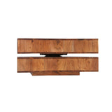 Benzara 32 Inch Square Box Design Wooden Coffee Table with Swivel Storage Top and Drawer ,Brown UPT-229063 Brown Acacia Wood UPT-229063