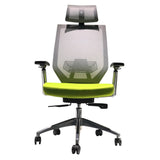 Benzara Adjustable Headrest Ergonomic Office Swivel Chair with Padded Seat and Casters, Green and Gray UPT-230089 Green and Gray Plywood, Metal, Foam, and Fabric UPT-230089