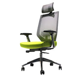Benzara Adjustable Headrest Ergonomic Office Swivel Chair with Padded Seat and Casters, Green and Gray UPT-230089 Green and Gray Plywood, Metal, Foam, and Fabric UPT-230089