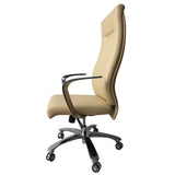 Benzara High Back Ergonomic Executive Leatherette Office Swivel Chair with Casters , Beige and Chrome UPT-230090 Beige and Chrome Plywood, Metal, Foam, and Faux Leather UPT-230090