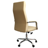 Benzara Adjustable Diamond Stitched Ergonomic Leatherette Office Chair with Casters, Beige and Chrome UPT-230092 Beige and Chrome Plywood, Metal, Foam and Faux Leather UPT-230092