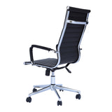 Benzara Adjustable Horizontal Ribbed Ergonomic Leatherette Office Chair with Casters, Black and Chrome UPT-230093 Black and Chrome Plywood, Metal and Faux Leather UPT-230093
