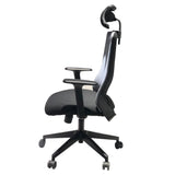 Benzara Adjustable Headrest Ergonomic Swivel Office Chair with Padded Seat and Casters, Black and Gray UPT-230094 Black and Gray Plywood, Metal, Nylon, Foam, and Fabric UPT-230094