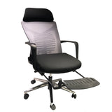 Mesh Back Padded Adjustable Ergonomic Office Chair with Headrest and Retractable Footrest, Black