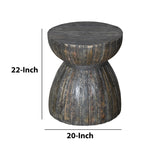 Benzara 20 Inch Hourglass Shape Mango Wood End Side Table in Plank Style, Brown UPT-230856 Brown Solid Wood UPT-230856