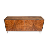 Benzara 2 Door Mid Century Modern Wooden Buffet Storage Sideboard Cabinet, Brown UPT-231465 Brown Solid Wood UPT-231465