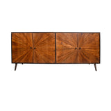 2 Door Mid Century Modern Wooden Buffet Storage Sideboard Cabinet, Brown