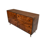 Benzara 6 Drawer Mid Century Modern Storage Wooden Drawers Dresser , Brown UPT-231467 Brown Solid Wood UPT-231467