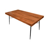 Benzara Two Tone Industrial Wooden Top Rectangular Dining Table with Metal Frame, Black and Brown UPT-231468 Brown, Black Solid Wood, Metal UPT-231468