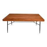 Benzara Two Tone Industrial Wooden Top Rectangular Dining Table with Metal Frame, Black and Brown UPT-231468 Brown, Black Solid Wood, Metal UPT-231468