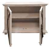 Benzara 44 Inch 2 Door Wooden Storage Console with Quatrefoil Molded Front, White and Gray UPT-233117 White and Gray Solid Wood UPT-233117