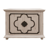 44 Inch 2 Door Wooden Storage Console with Quatrefoil Molded Front, White and Gray