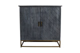 Benzara 33.5 Inches Plank Design 2 Door Mango Wood Storage Cabinet with Metal Base, Gray UPT-237993 Gray Solid Wood and Metal UPT-237993