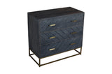 30 Inches 3 Drawer Mango Wood Storage Chest with Tubular Metal Base, Gray