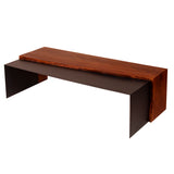 Benzara Rectangular Wood and Metal Panel Top Industrial Coffee Table with Grains, Brown and Black UPT-238063 Brown and Black Acacia Wood and Metal UPT-238063