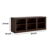 Benzara 59 Inch Rectangular TV Stand with 6 Open Compartments, Tobacco Brown UPT-238269 Brown Carb Board UPT-238269