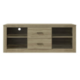 Benzara 59 Inch Wooden TV Stand with 2 Drawers and 4 Open Compartments, Oak Brown UPT-238270 Brown Carb Board UPT-238270