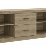 Benzara 59 Inch Wooden TV Stand with 2 Drawers and 4 Open Compartments, Oak Brown UPT-238270 Brown Carb Board UPT-238270