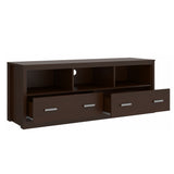 Benzara 59 Inch Wooden TV Stand with 2 Drawers and 3 Open Compartments, Tobacco Brown UPT-238271 Brown Carb Board UPT-238271