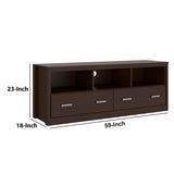 Benzara 59 Inch Wooden TV Stand with 2 Drawers and 3 Open Compartments, Tobacco Brown UPT-238271 Brown Carb Board UPT-238271