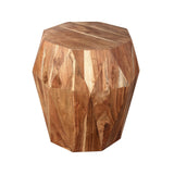 Benzara 21.5 Inch Faceted Handcrafted Mango Wood Side End Table with Octagonal Top, Natural Brown UPT-238449 Brown Mango Wood UPT-238449