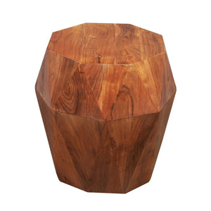 Benzara 21.5 inch Faceted Handcrafted Mango Wood Side End Table with Octagonal Top, Brown UPT-238450 Brown Mango Wood UPT-238450